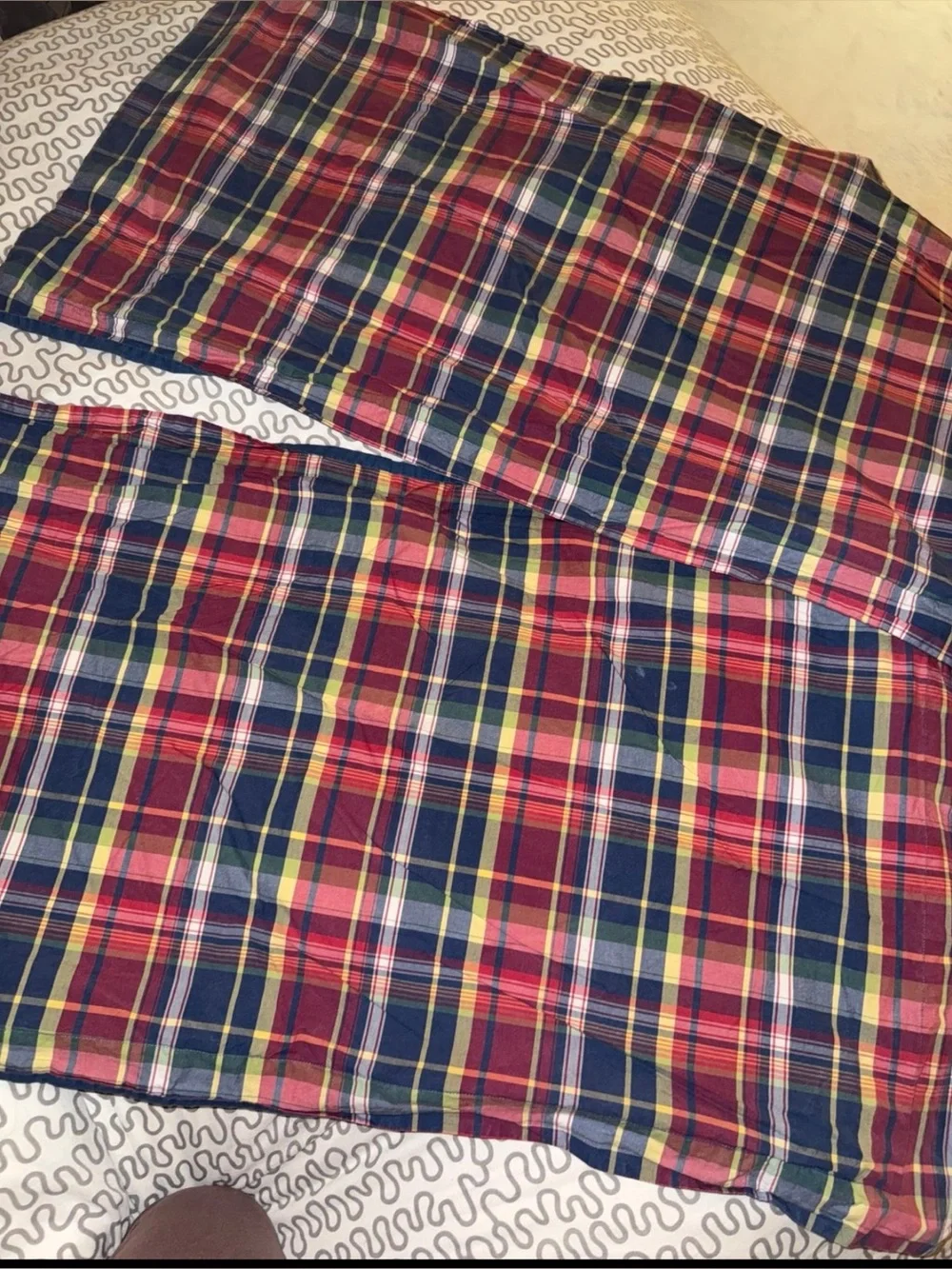 vintage Ralph Lauren plaid King pillow cases set of 2 - Red & Navy